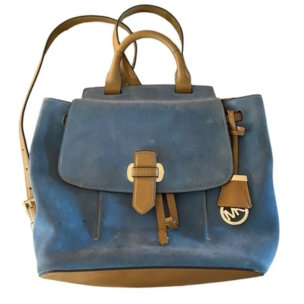 Blue Suede Leather Michael Kors Backpack
